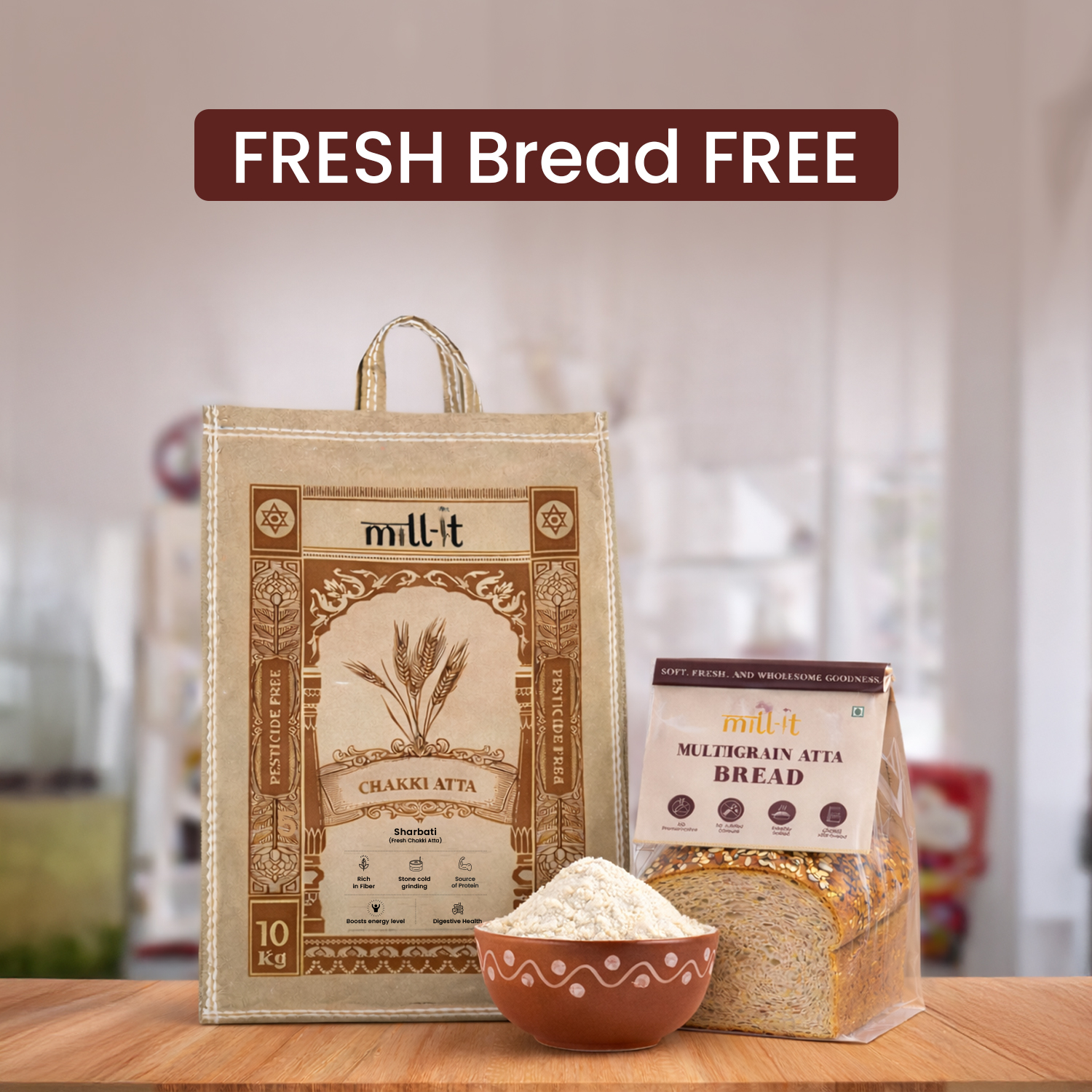 Free Multigrain Bread on Sharbati Atta 10 kg