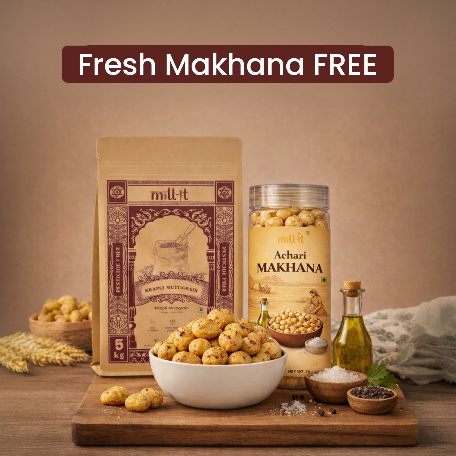 Free Makhana on 5 kg Khapli Multigrain Atta